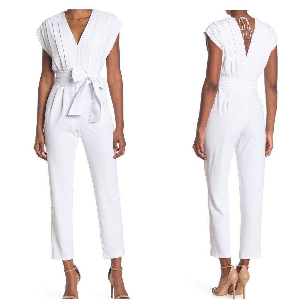 Alice + Olivia Onita Pleated Sleeveless Jumpsuit In White - Size 2